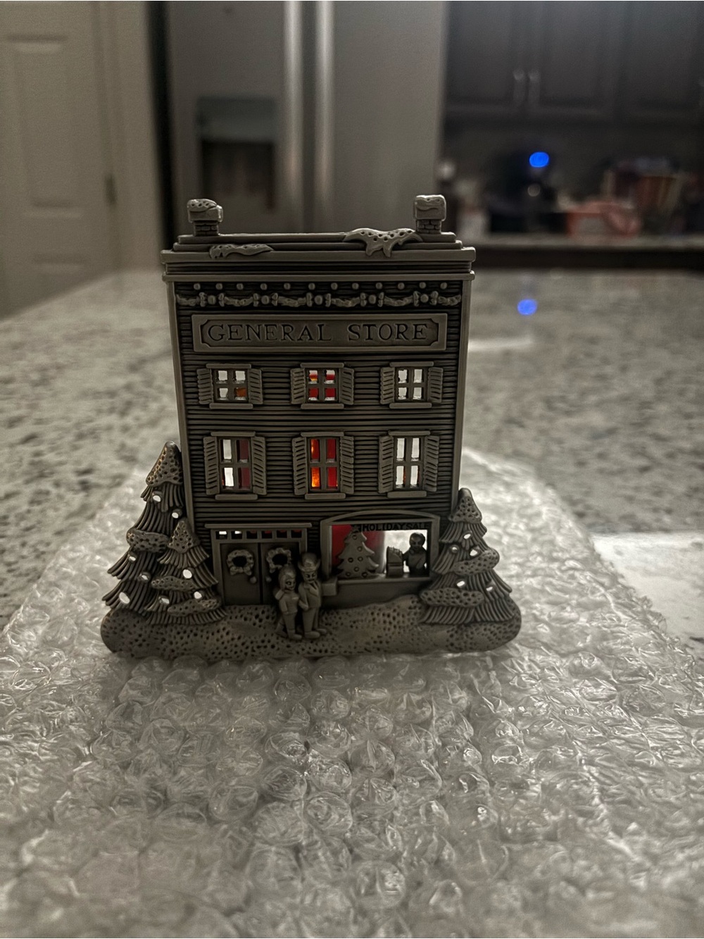Vintage Christmas Pewter General Store Votive Cottagecore Grandmillennial